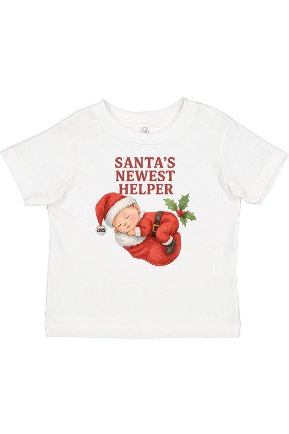 Baby's First Christmas 2025 Cute Santa Illustration Boys or Girls Baby T-Shirt