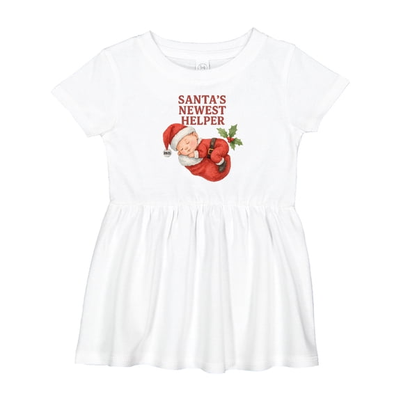Inktastic Baby's First Christmas 2025 Cute Santa Illustration Girls Baby Dress