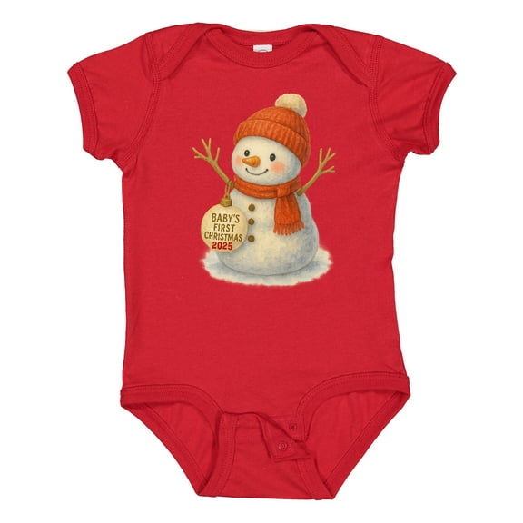 Inktastic Baby's First Christmas 2025 Snowman Boys or Girls Baby Bodysuit