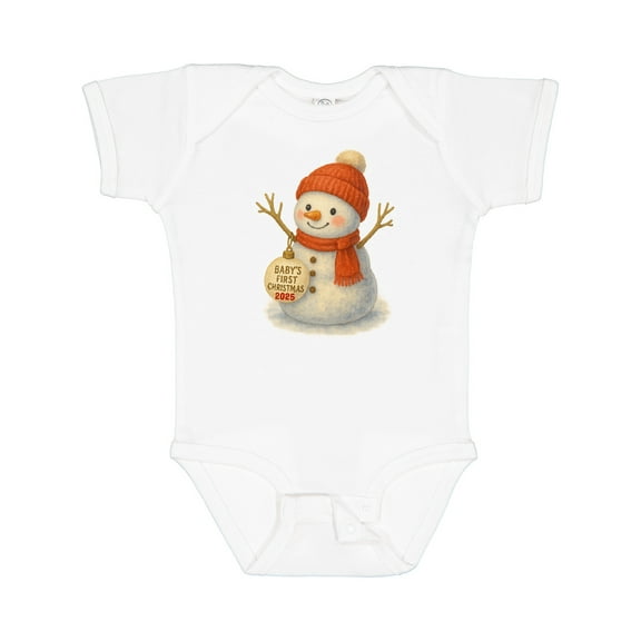 Inktastic Baby's First Christmas 2025 Snowman Boys or Girls Baby Bodysuit