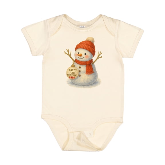Inktastic Baby's First Christmas 2025 Snowman Boys or Girls Baby Bodysuit