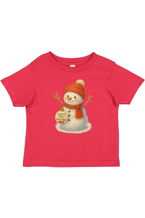 Baby's First Christmas 2025 Snowman Boys or Girls Baby T-Shirt