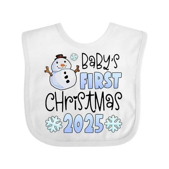 Inktastic Baby's First Christmas 2025-snowman Boys or Girls Baby Bib