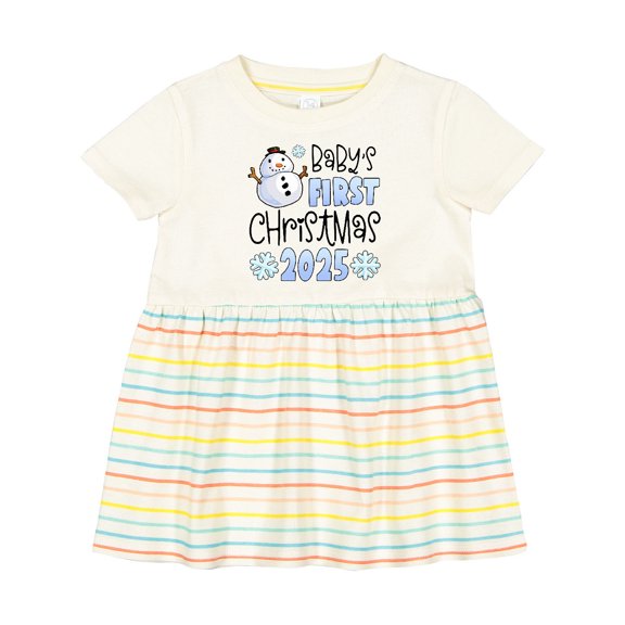 Inktastic Baby's First Christmas 2025-snowman Girls Baby Dress
