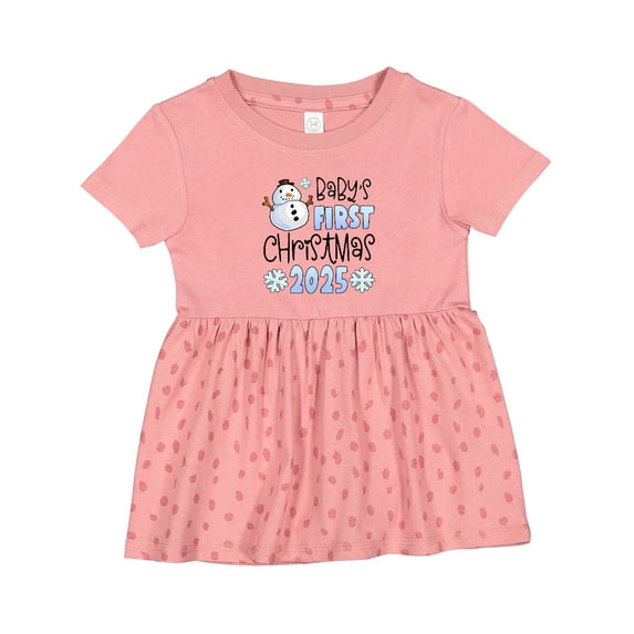 Inktastic Baby's First Christmas 2025-snowman Girls Baby Dress