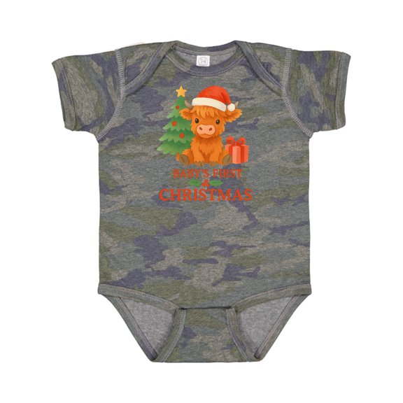 Inktastic Baby's First Christmas Cute Highland Cow Boys or Girls Baby Bodysuit