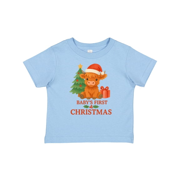 Inktastic Baby's First Christmas Cute Highland Cow Boys or Girls Baby T-Shirt