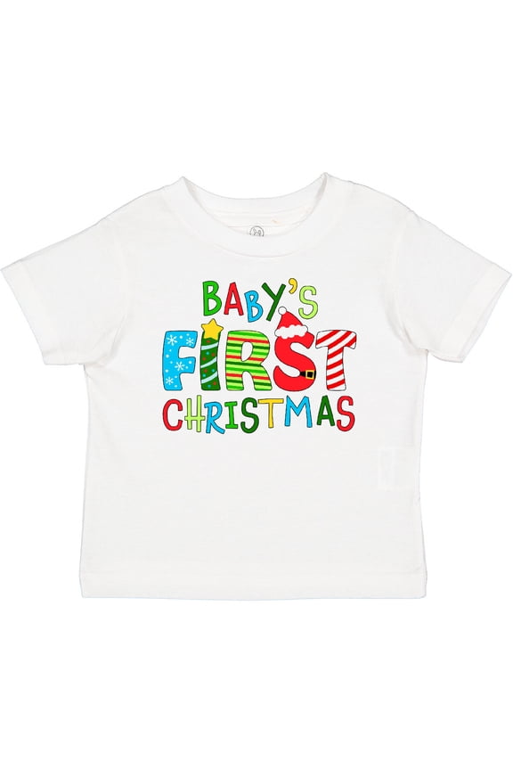 Baby's First Christmas Cute Letters Boys or Girls Baby T-Shirt