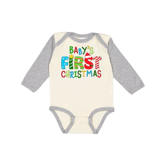 Inktastic Baby's First Christmas - Cute Letters Boys or Girls Long Sleeve Baby Bodysuit