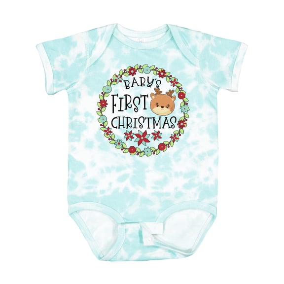 Inktastic Baby's First Christmas with Reindeer Boys or Girls Baby Bodysuit