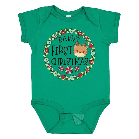 Inktastic Baby's First Christmas with Reindeer Boys or Girls Baby Bodysuit