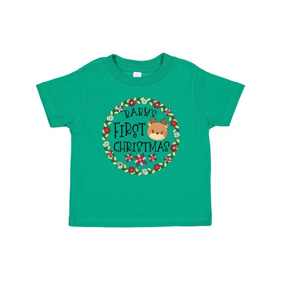 Inktastic Baby's First Christmas with Reindeer Boys or Girls Baby T-Shirt