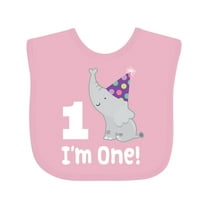 Inktastic Babys 1st Birthday Elephant Zoo Animal Boys or Girls Baby Bib