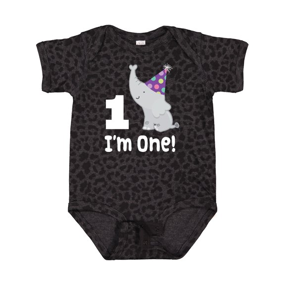 Inktastic Babys 1st Birthday Elephant Zoo Animal Boys or Girls Baby Bodysuit