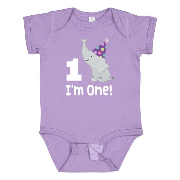 Inktastic Babys 1st Birthday Elephant Zoo Animal Boys or Girls Baby Bodysuit