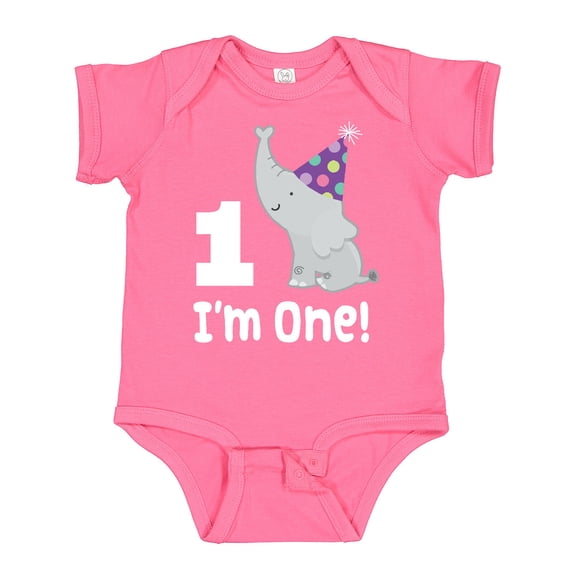 Inktastic Babys 1st Birthday Elephant Zoo Animal Boys or Girls Baby Bodysuit