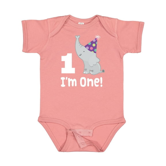 Inktastic Babys 1st Birthday Elephant Zoo Animal Boys or Girls Baby Bodysuit