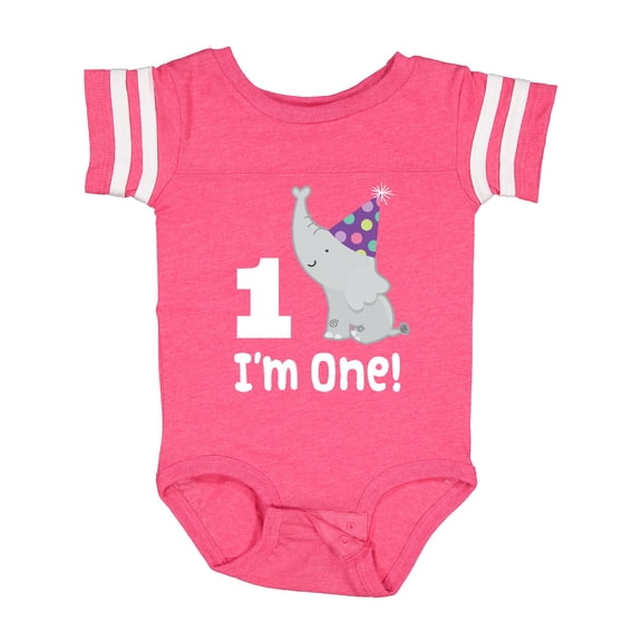 Inktastic Babys 1st Birthday Elephant Zoo Animal Boys or Girls Baby Bodysuit