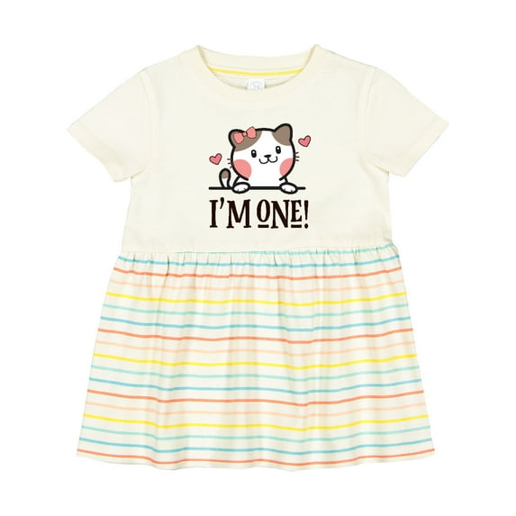Inktastic Babys 1st Birthday Kitty 1 Year Old Girl Girls Baby Dress