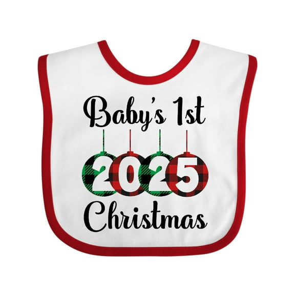 Inktastic Babys 1st Christmas 2025 Boys or Girls Baby Bib