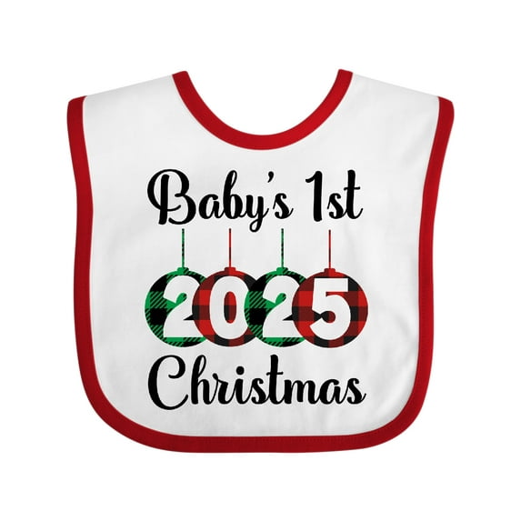 Inktastic Babys 1st Christmas 2025 Boys or Girls Baby Bib