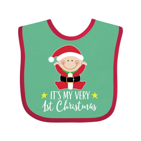 Inktastic Babys 1st Christmas Santa Claus Boys or Girls Baby Bib