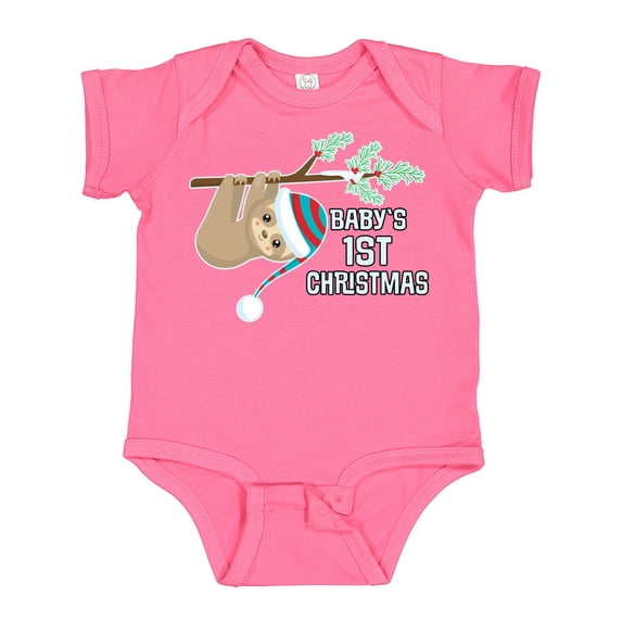 Inktastic Babys 1st Christmas Sloth Boys or Girls Baby Bodysuit