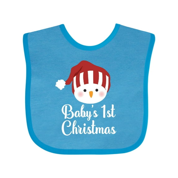 Inktastic Babys 1st Christmas Snowman Boys or Girls Baby Bib
