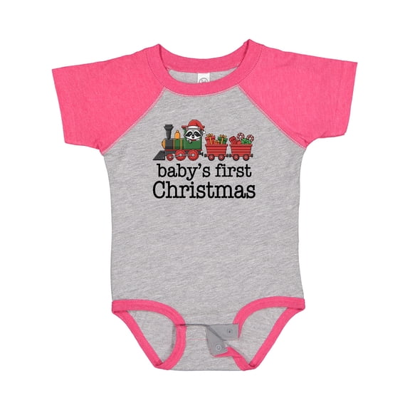 Inktastic Babys 1st Christmas Train Boys or Girls Baby Bodysuit