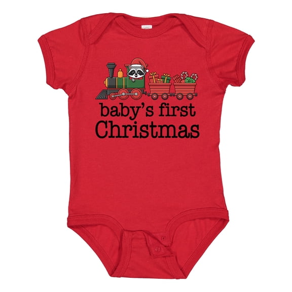 Inktastic Babys 1st Christmas Train Boys or Girls Baby Bodysuit