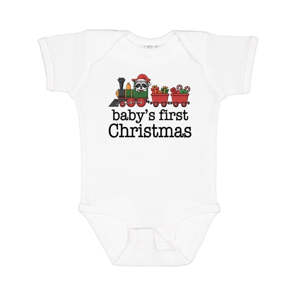 Inktastic Babys 1st Christmas Train Boys or Girls Baby Bodysuit