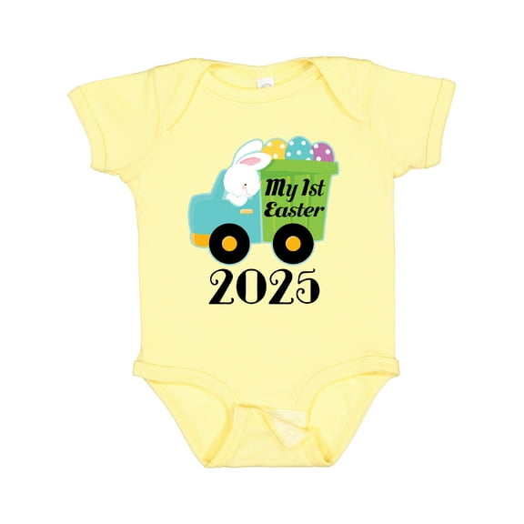 Inktastic Babys 1st Easter 2025 Truck Boys Baby Bodysuit