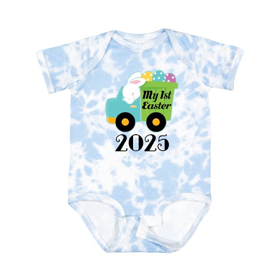 Inktastic Babys 1st Easter 2025 Truck Boys Baby Bodysuit
