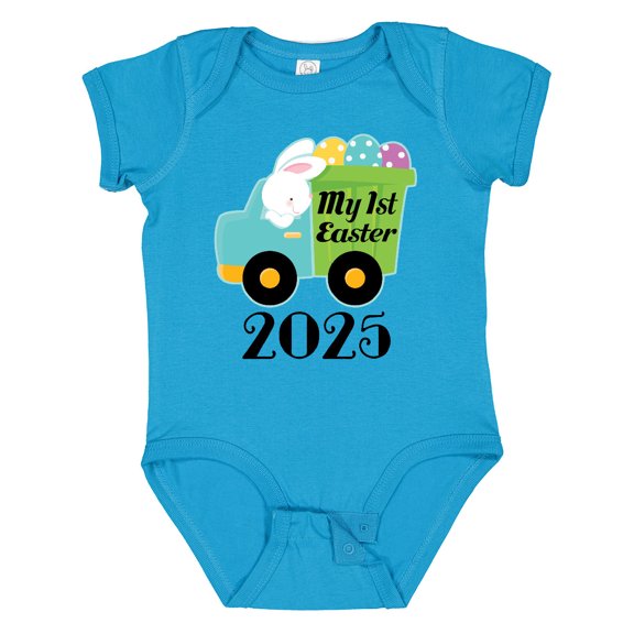 Inktastic Babys 1st Easter 2025 Truck Boys Baby Bodysuit
