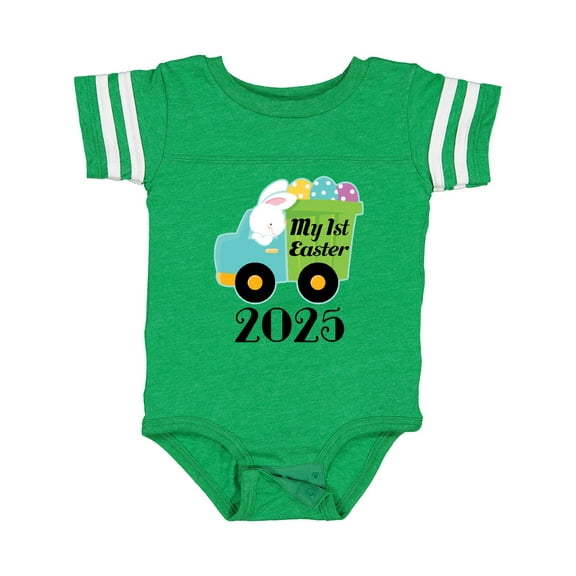 Inktastic Babys 1st Easter 2025 Truck Boys Baby Bodysuit