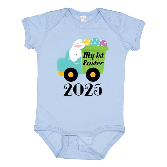 Inktastic Babys 1st Easter 2025 Truck Boys Baby Bodysuit