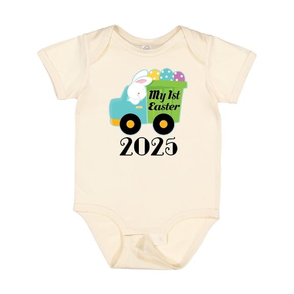Inktastic Babys 1st Easter 2025 Truck Boys Baby Bodysuit