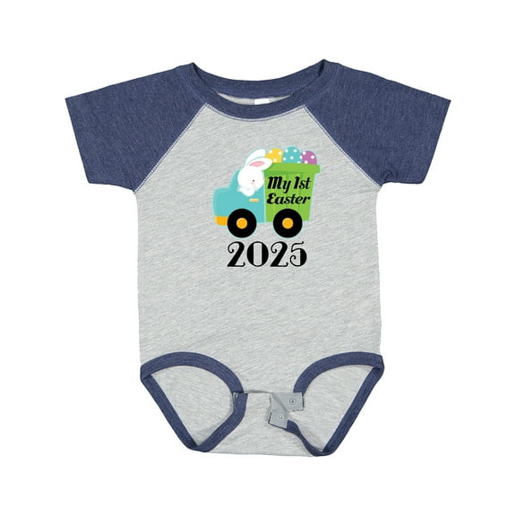 Inktastic Babys 1st Easter 2025 Truck Boys Baby Bodysuit