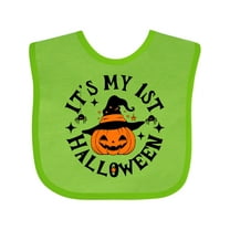 Inktastic Babys 1st Halloween Pumpkin Witch Girls Baby Bib