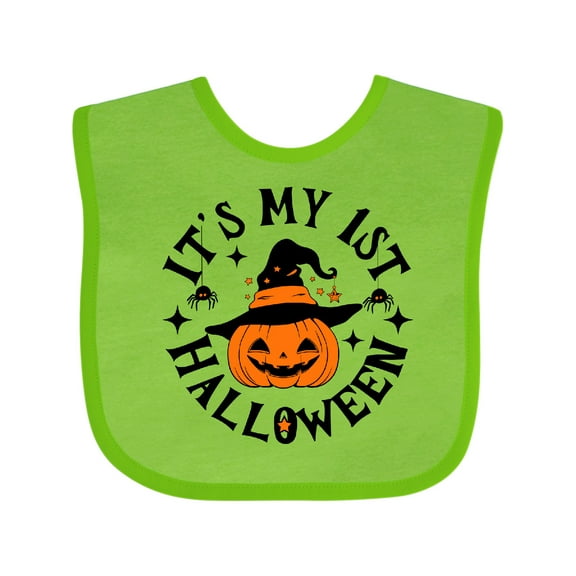 Inktastic Babys 1st Halloween Pumpkin Witch Girls Baby Bib