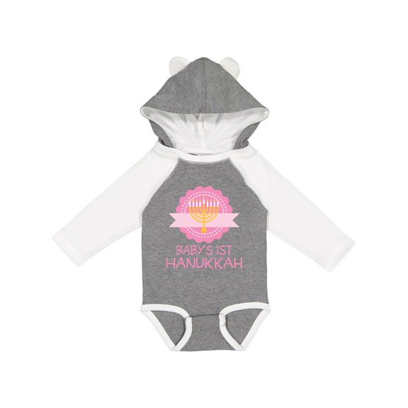 Inktastic Babys 1st Hanukkah Girls Long Sleeve Baby Bodysuit