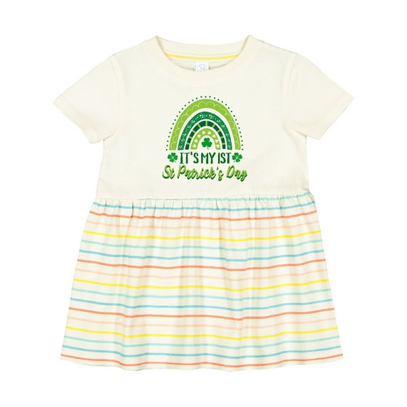 Inktastic Babys 1st St Patricks Day Rainbow Girls Baby Dress