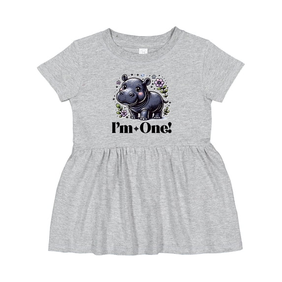 Inktastic Babys First Birthday Hippo 1 Year Old Girl Girls Baby Dress