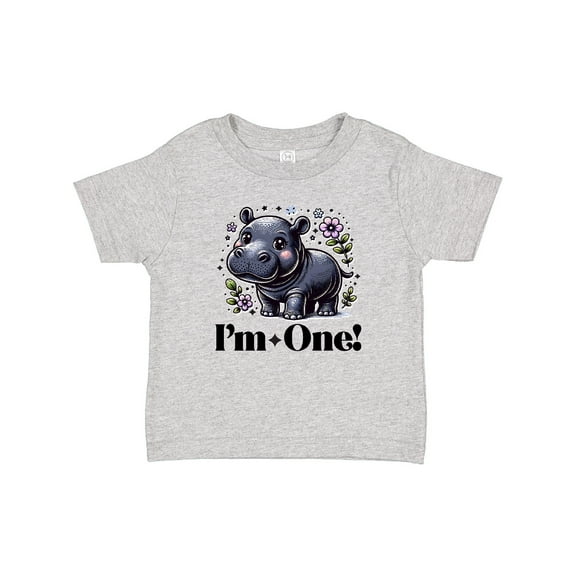 Inktastic Babys First Birthday Hippo 1 Year Old Girl Girls Baby T-Shirt