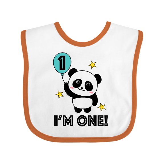 Inktastic Babys First Birthday Panda with Balloon Boys or Girls Baby Bib