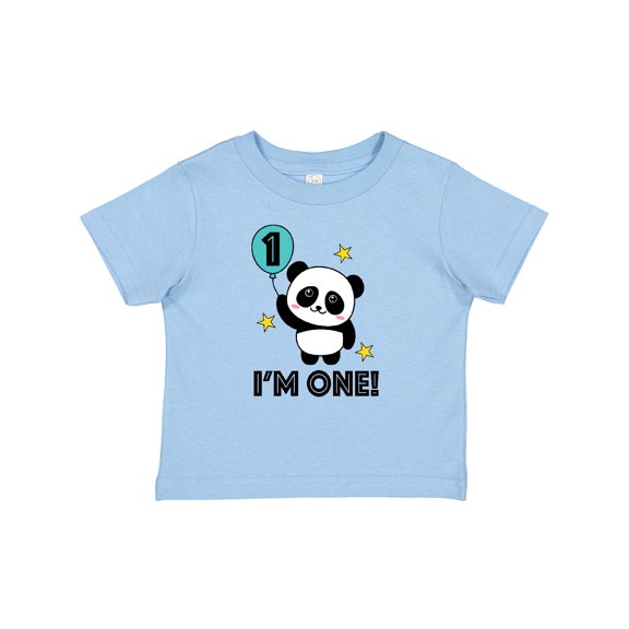 Inktastic Babys First Birthday Panda with Balloon Boys or Girls Baby T-Shirt