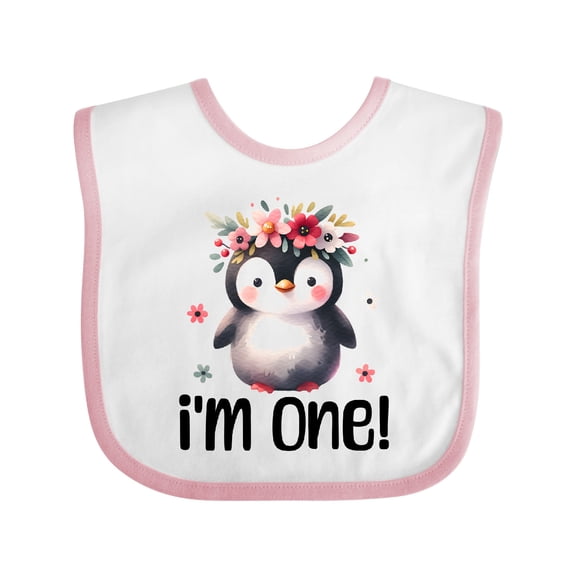 Inktastic Babys First Birthday Penguin 1 Year Old Girl Girls Baby Bib