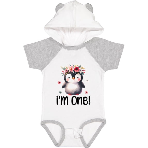 Inktastic Babys First Birthday Penguin 1 Year Old Girl Girls Baby Bodysuit