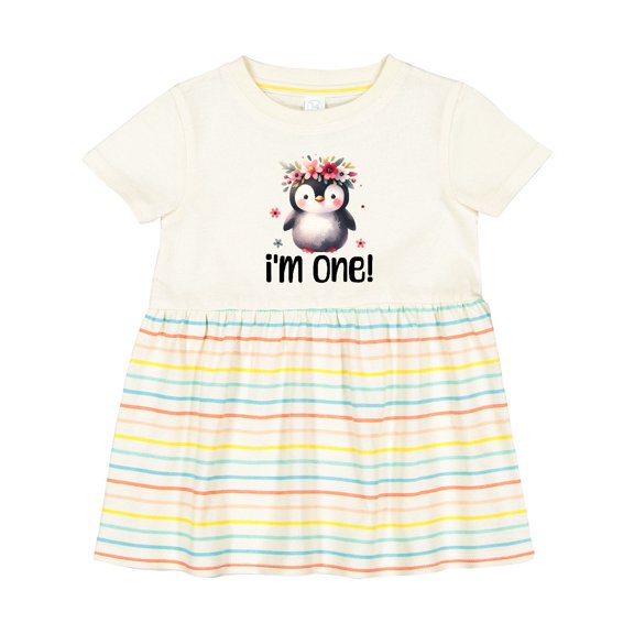 Inktastic Babys First Birthday Penguin 1 Year Old Girl Girls Baby Dress