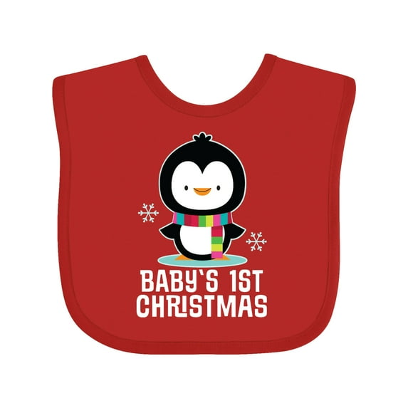 Inktastic Babys First Christmas Penguin Boys or Girls Baby Bib
